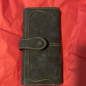 Brand new suede, dark blue pink inside wallet